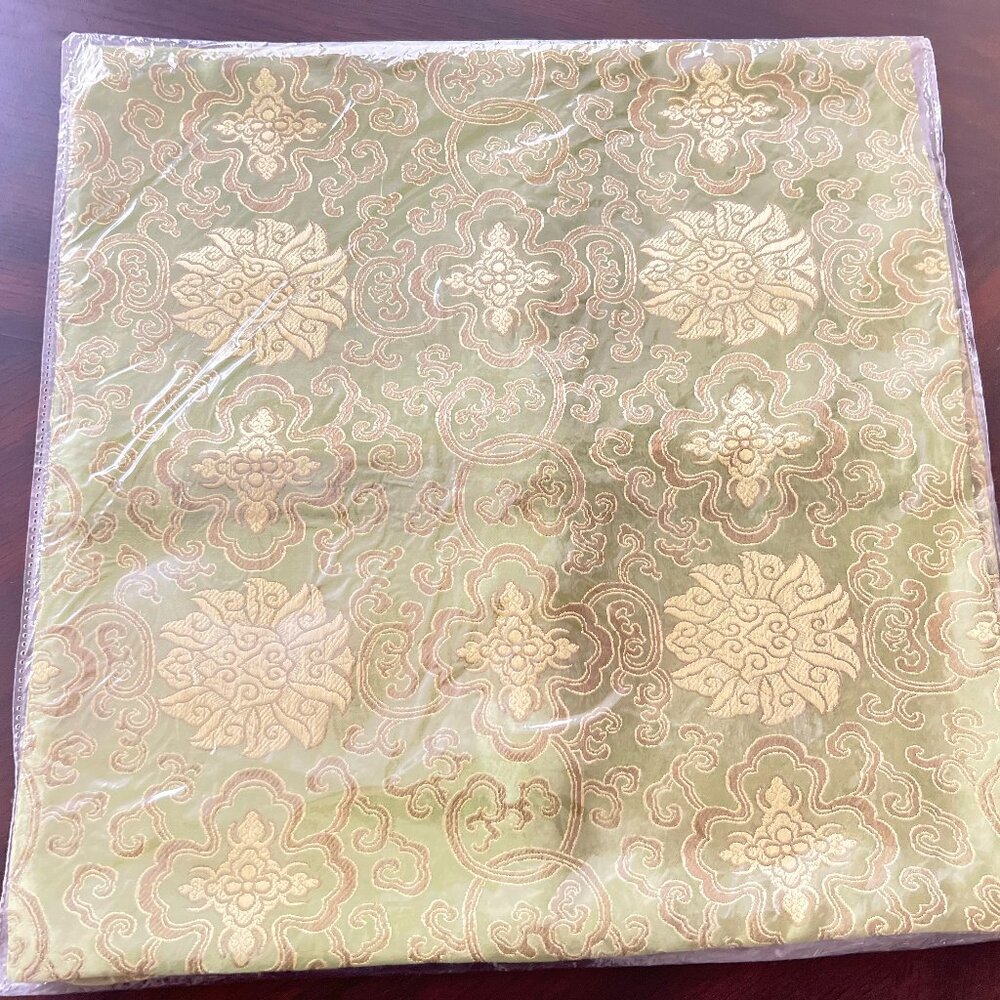 4 Vintage Silk Gold Green Jacquard Brocade Pillowcase Zip Cushion Cover NEW